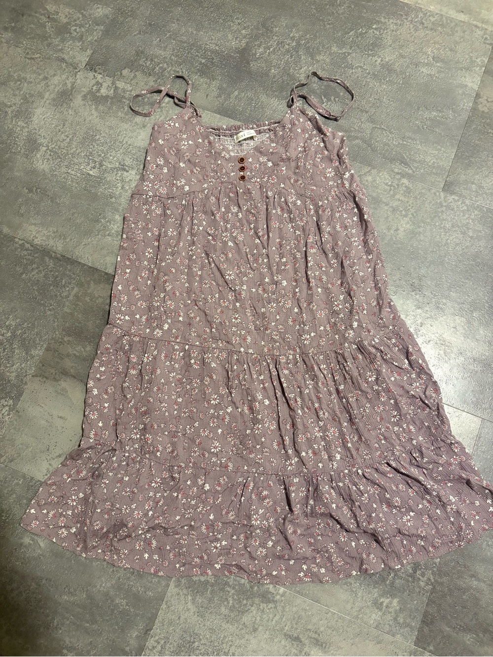 Light purple Floral Tiered Mini Dress with adjustable straps
